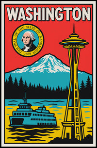 Washington State Landmarks Poster PosterGoat