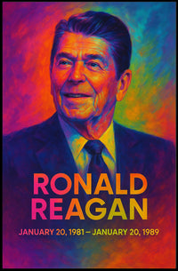 Ronald Reagan 40th President of the United States Neon Gradient Overlay Poster