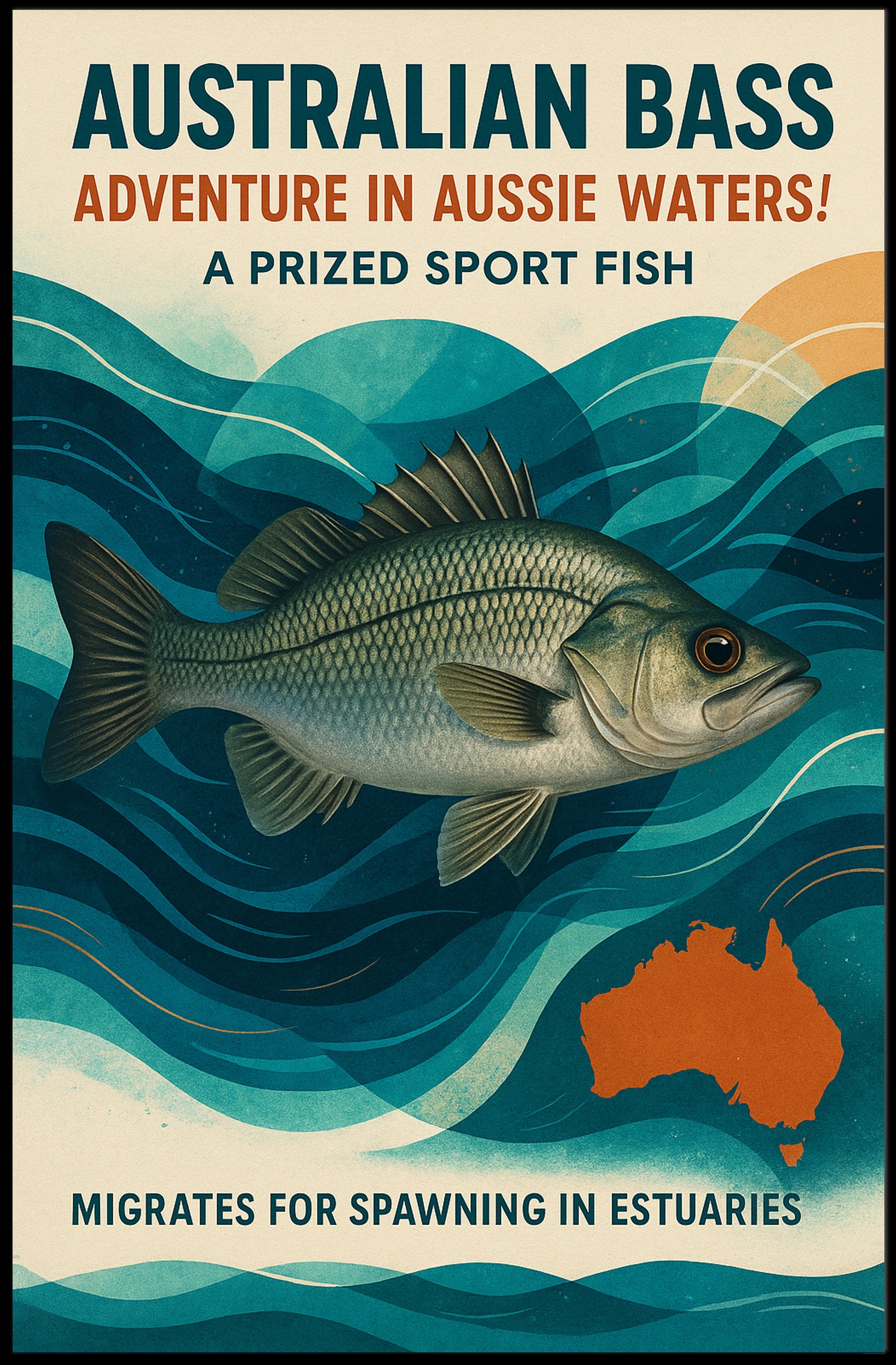 Australian Bass Adventure Sport Fishing Sports Poster