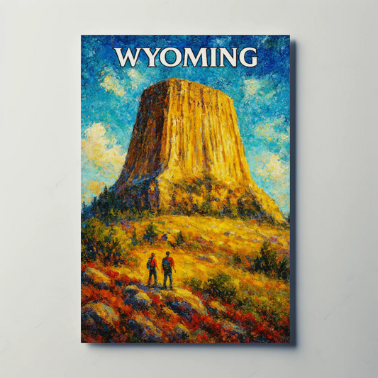 Wyoming Devils Tower Hiking Landscape Scenic Travel Poster