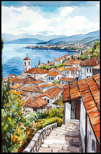 Scenic Ohrid Lake Old Town View North Macedonia Poster
