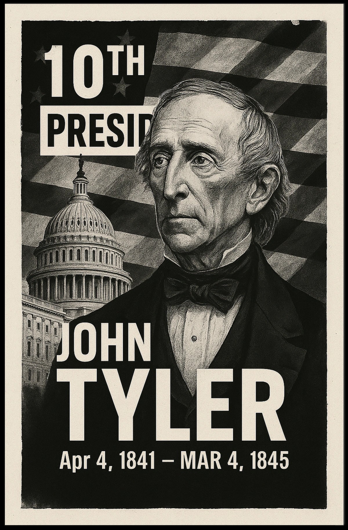 John Tyler 10th President of the United States Digital Montaje Poster