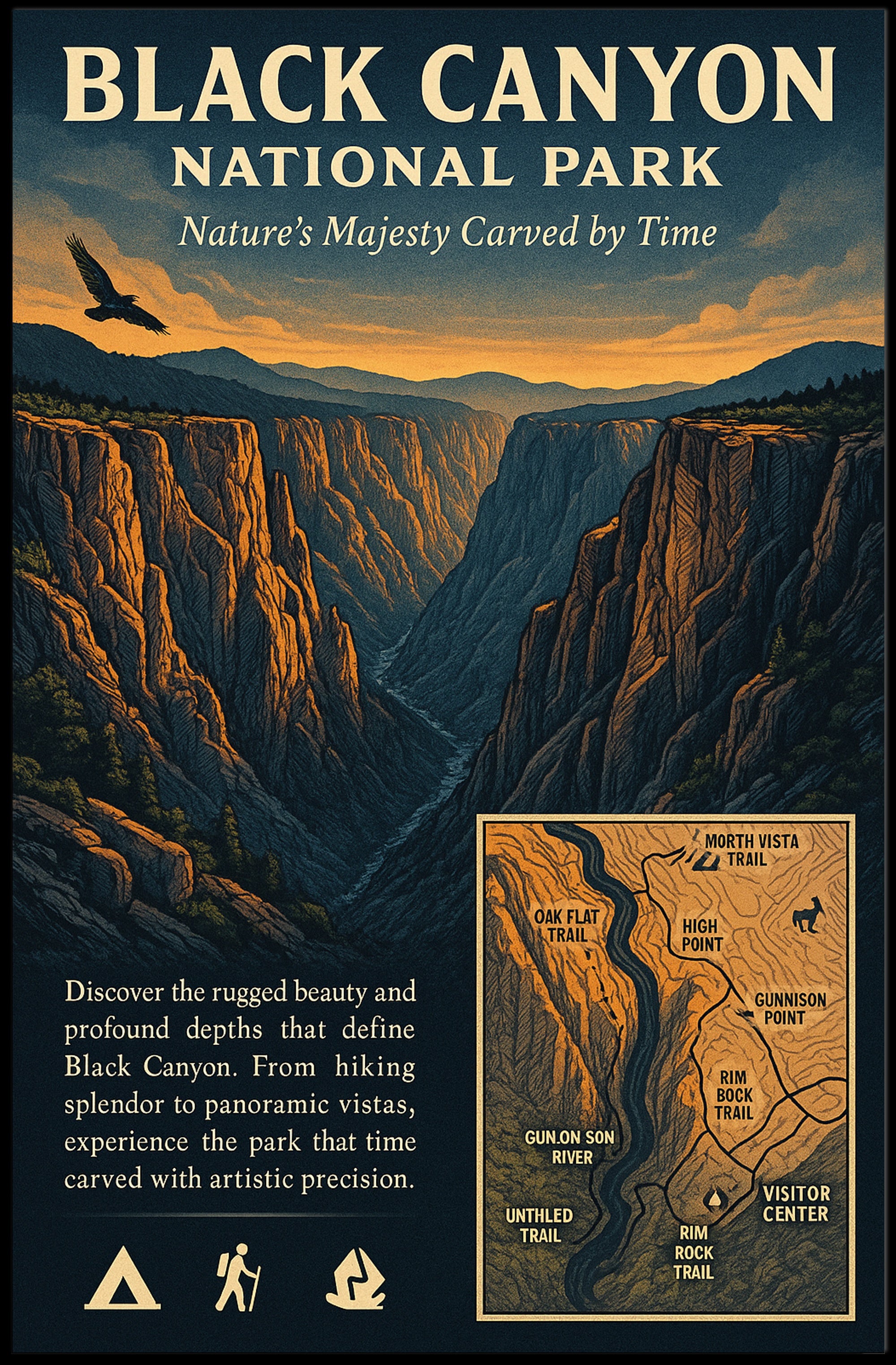Black Canyon National Park Vintage Poster Wall Art