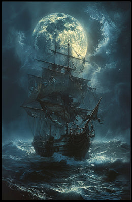 Moonlit Sailing Ship - Fantasy or Mythology Poster PosterGoat