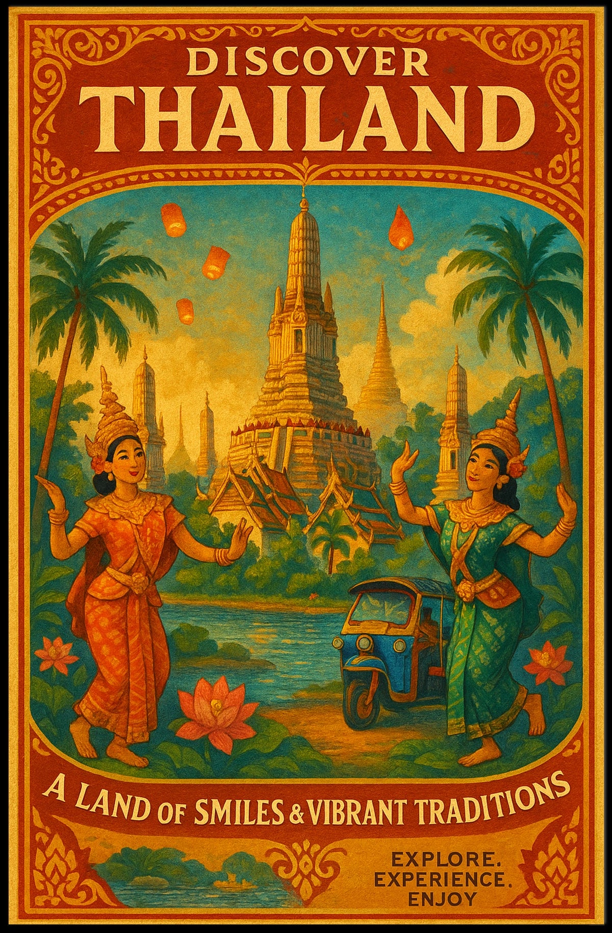 Discover Thailand Vintage Travel Poster: Cultural Dance