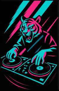 Neon Dj Tiger Poster