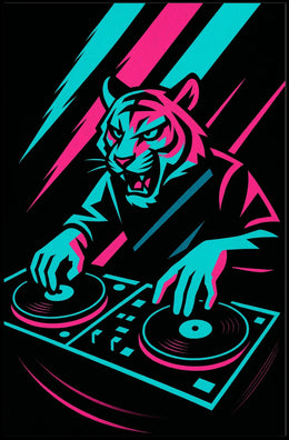 Neon Dj Tiger Poster
