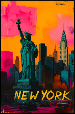 Statue of Liberty Pop Art Urban Cityscape Poster