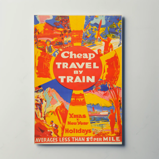 Vintage Poster Cheap Travel By Train