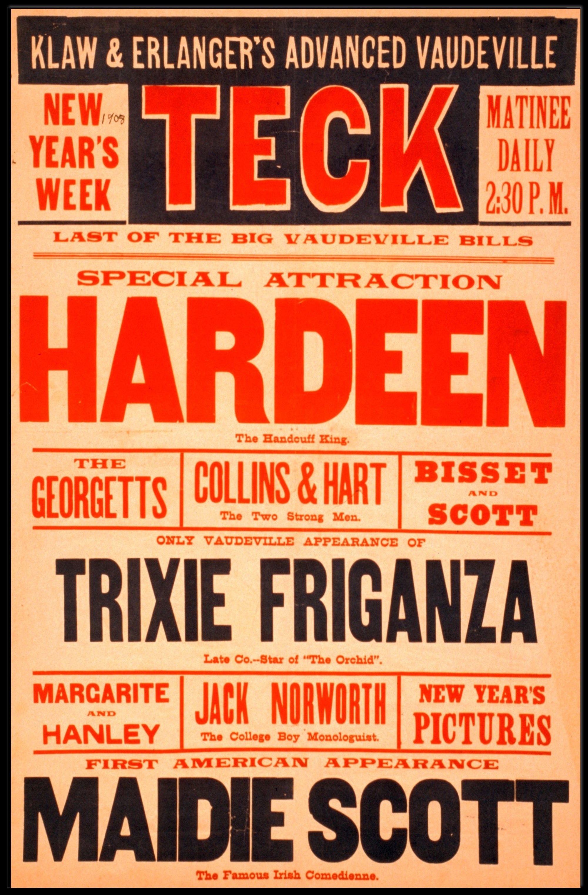 Vaudeville Show Advertisement: Early 20th Century Cultural Poster