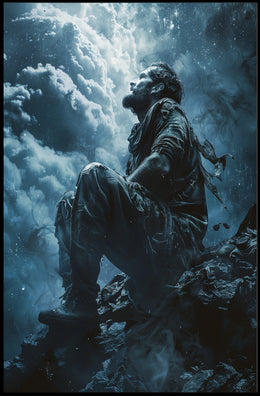 Haunting Horror Poster: Skeletal Figure with Red Eyes PosterGoat