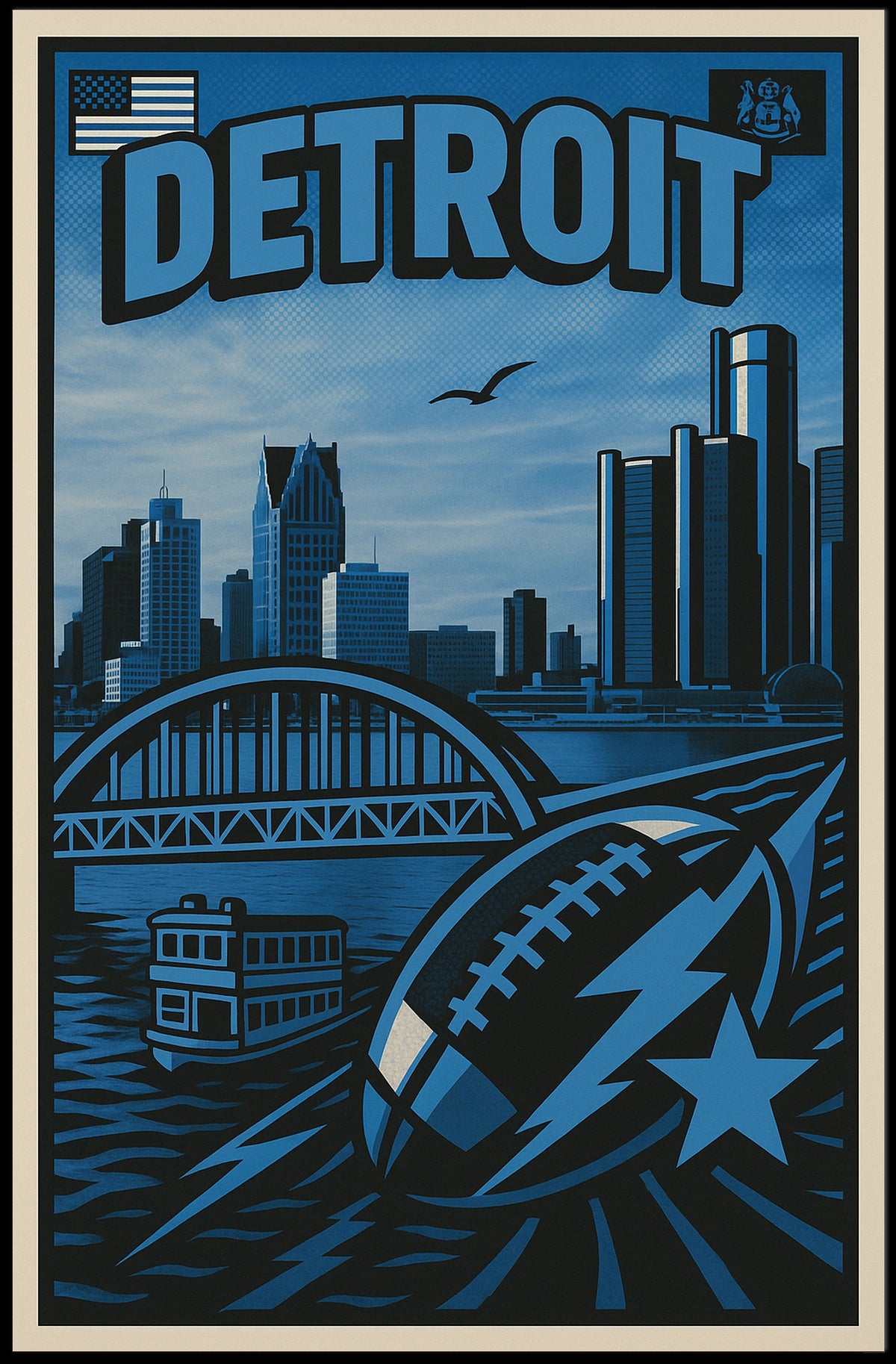 Detroit Cityscape Poster