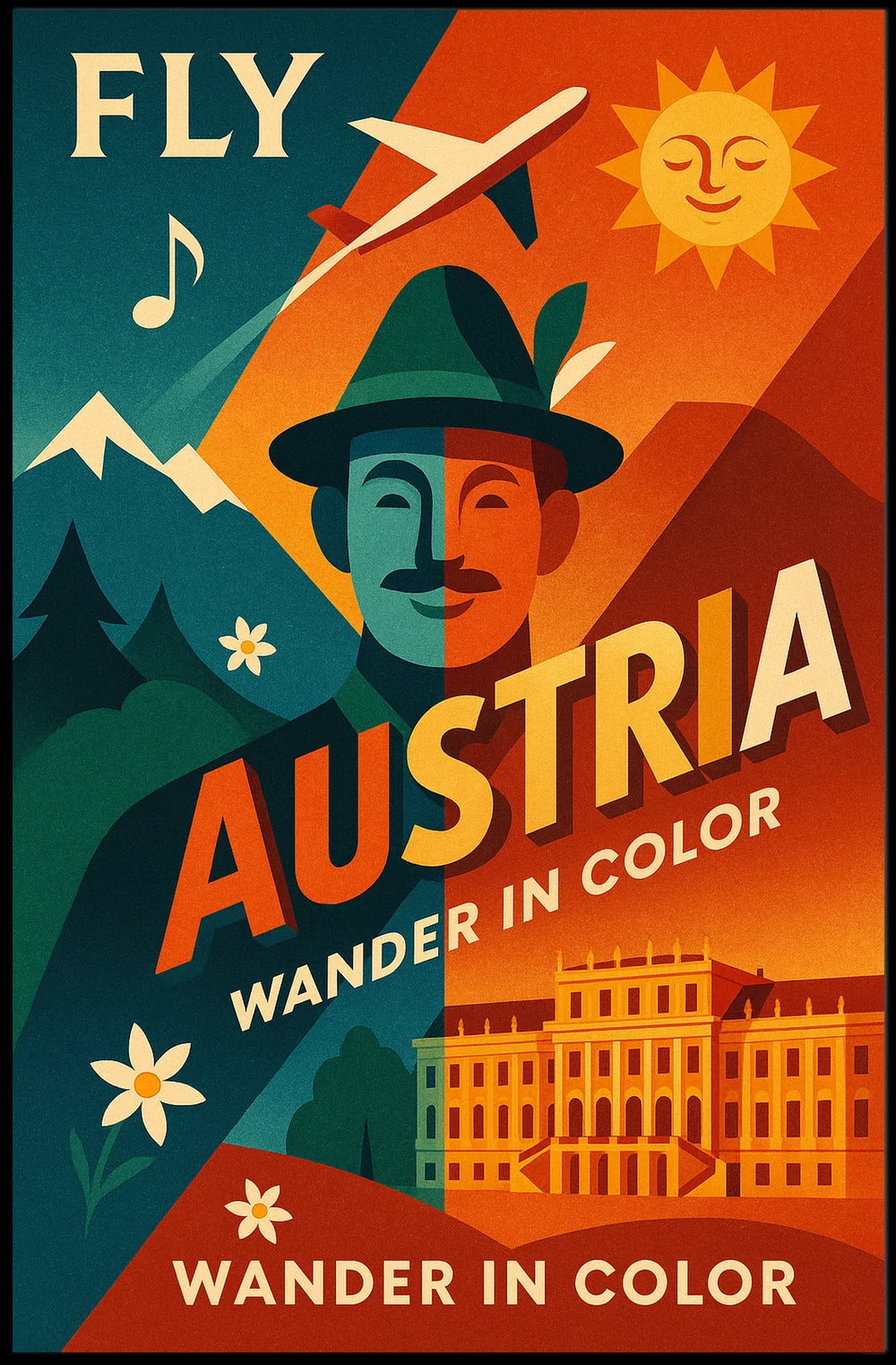 Austria Retro Travel Art with Vibrant Cultural Heritage Poster PosterGoat