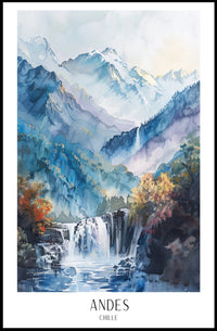 Andes Mountains Watercolor Landscape Art - Travel Poster PosterGoat