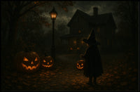 Moonlit Halloween Night Enchantment Gothic Surrealism Fantasy Nocturnal Cityscape Dreamscape Wanderlust Poster