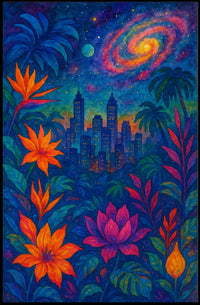 Cosmic Jungle Cityscape Poster