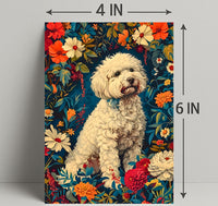 Fluffy Dog in Flower Garden Animal Poster