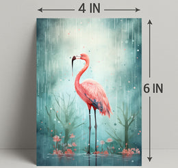 Flamingo In The Rain Poster