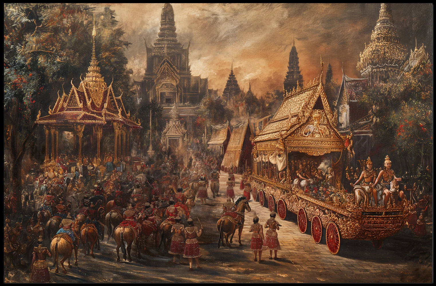 Thai Royal Procession: Vibrant Historical Art Poster