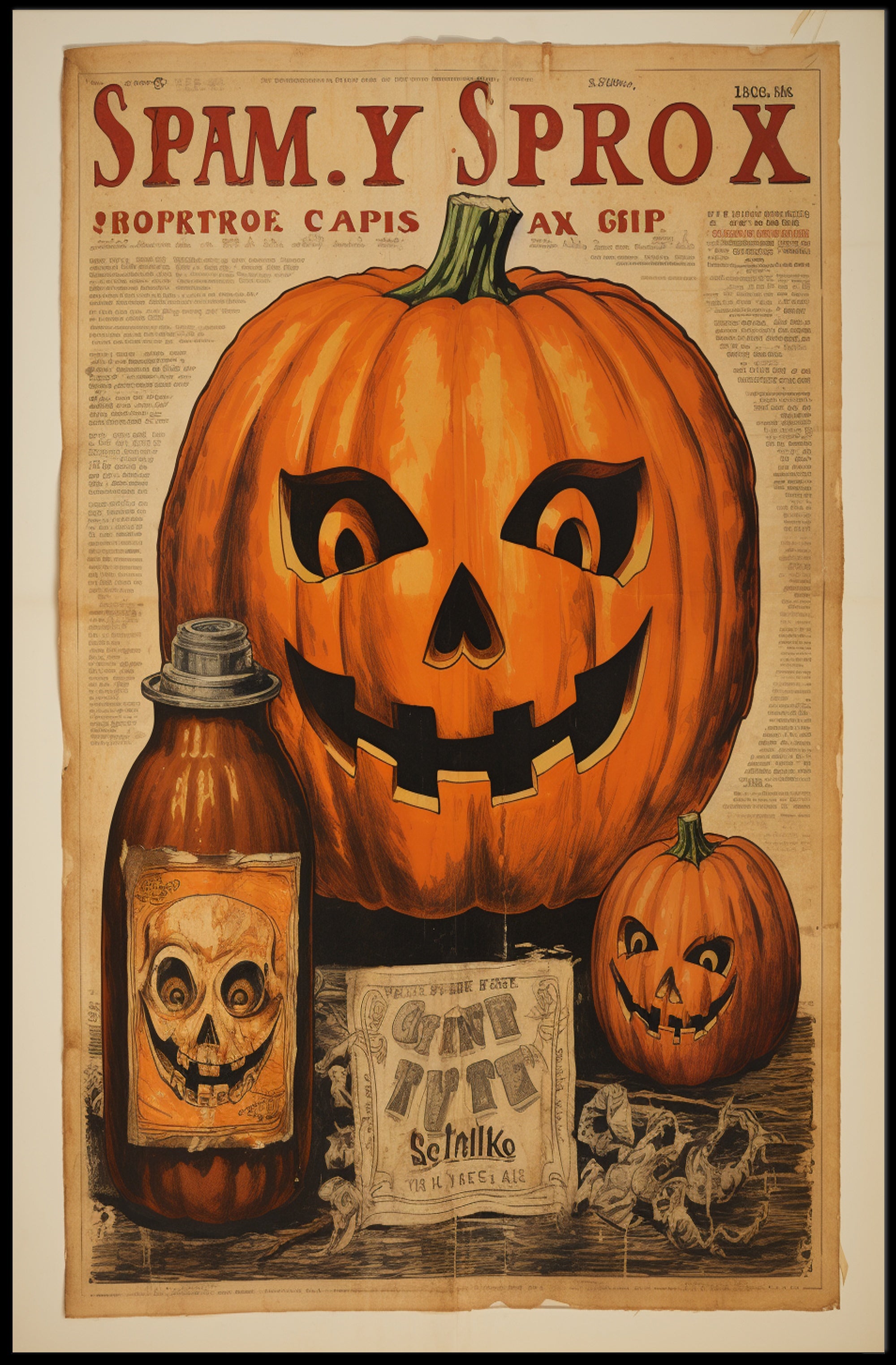 Vintage Halloween Pumpkin Vintage Poster
