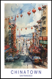 San Francisco Chinatown Watercolor Urban or Cityscape Poster PosterGoat