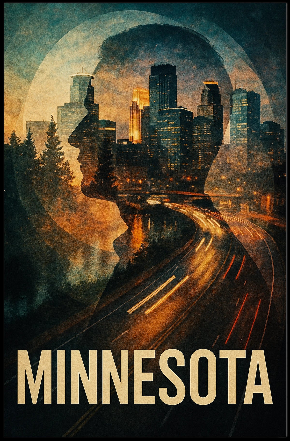 Minnesota Silhouette Poster