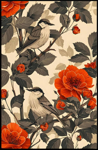 Birds and Blooms: Tranquil Nature-Inspired Animal Poster