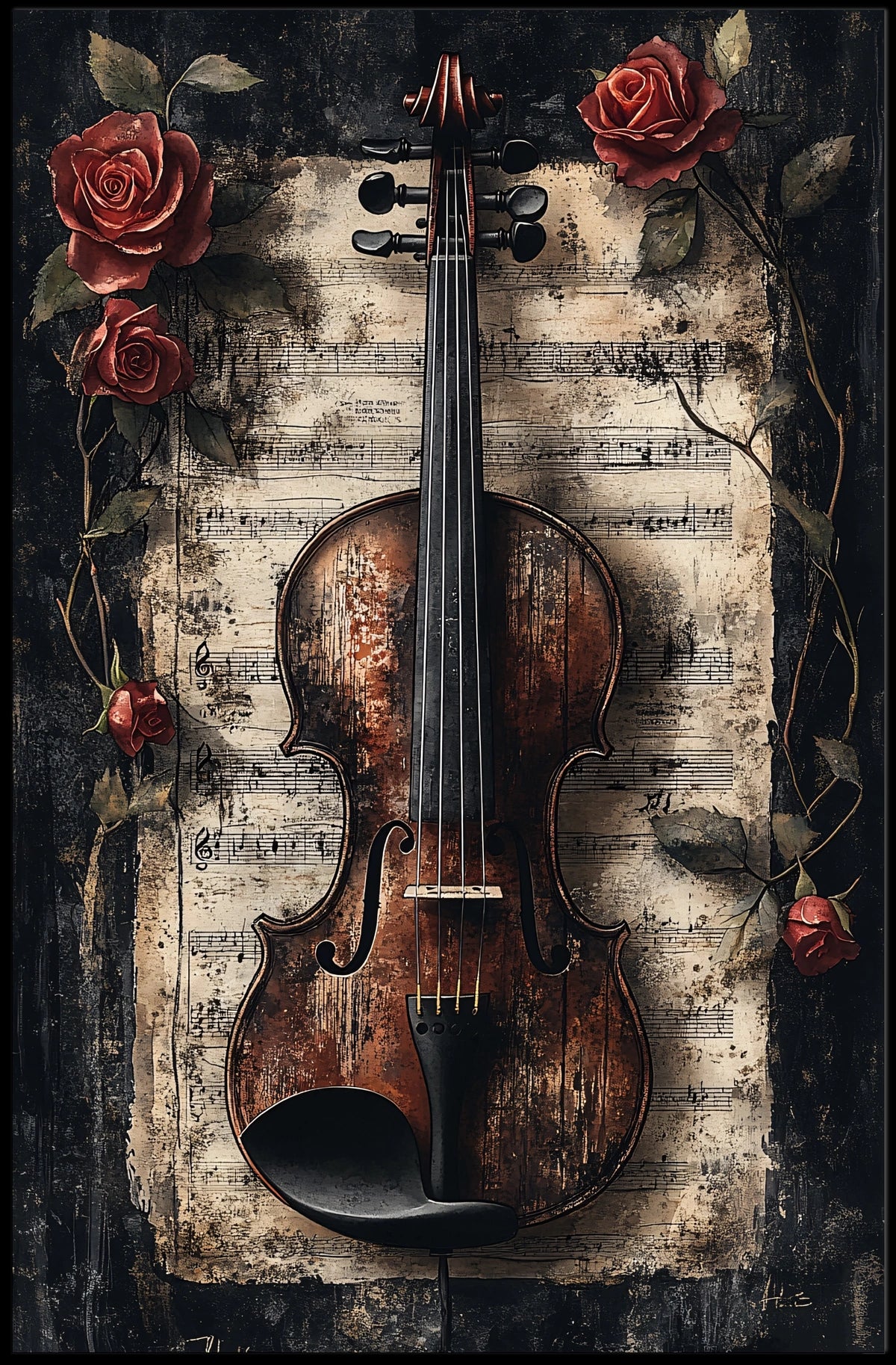 Vintage Violin Symphony Art Poster - Cultural or Heritage Poster