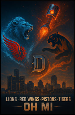 Detroit Sports Teams Tribute Poster