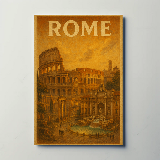 Rome Colosseum Trevi Fountain Travel Poster