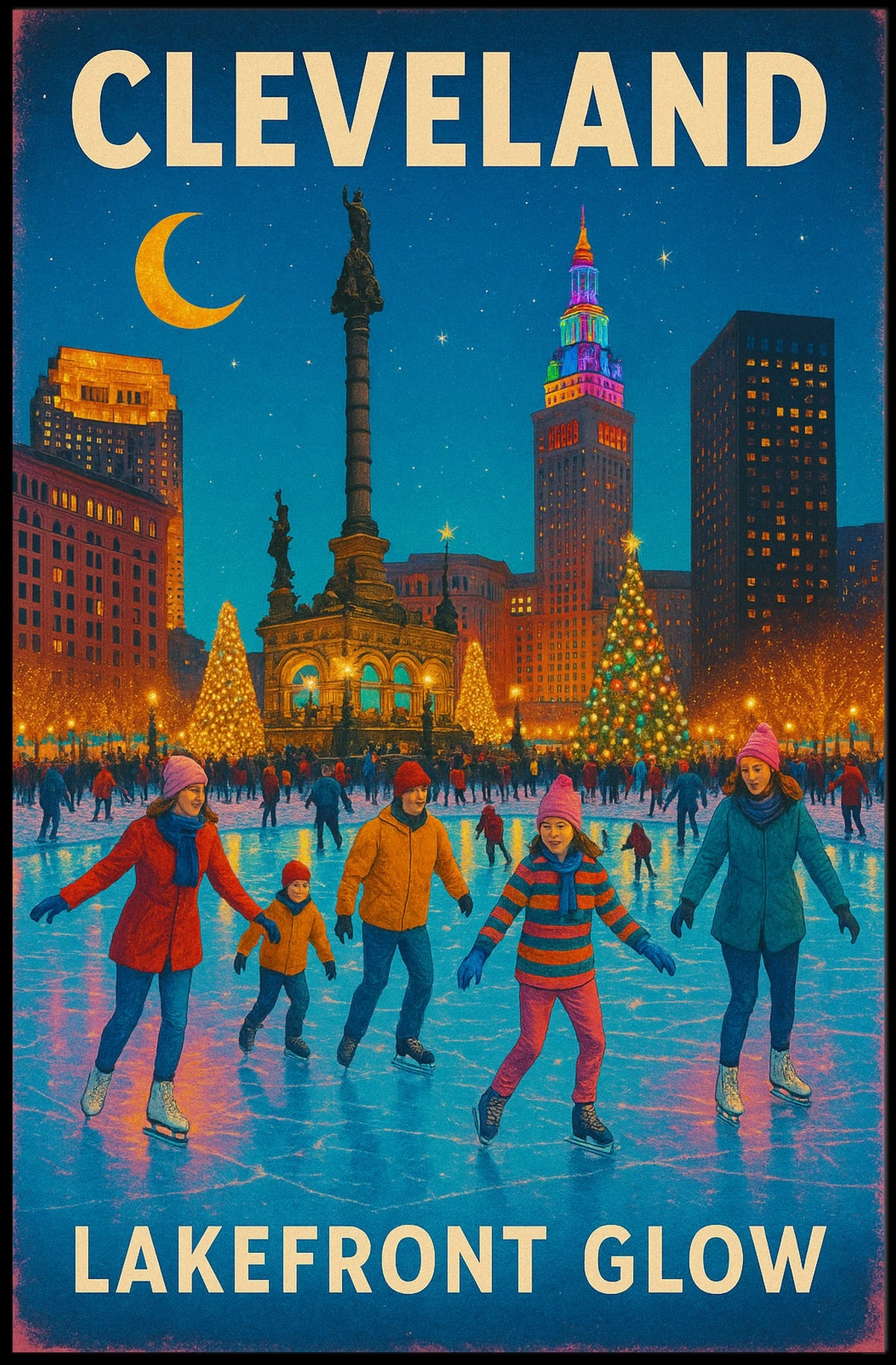 Cleveland Lakefront Glow Poster