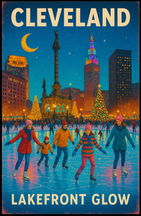 Cleveland Lakefront Glow Poster