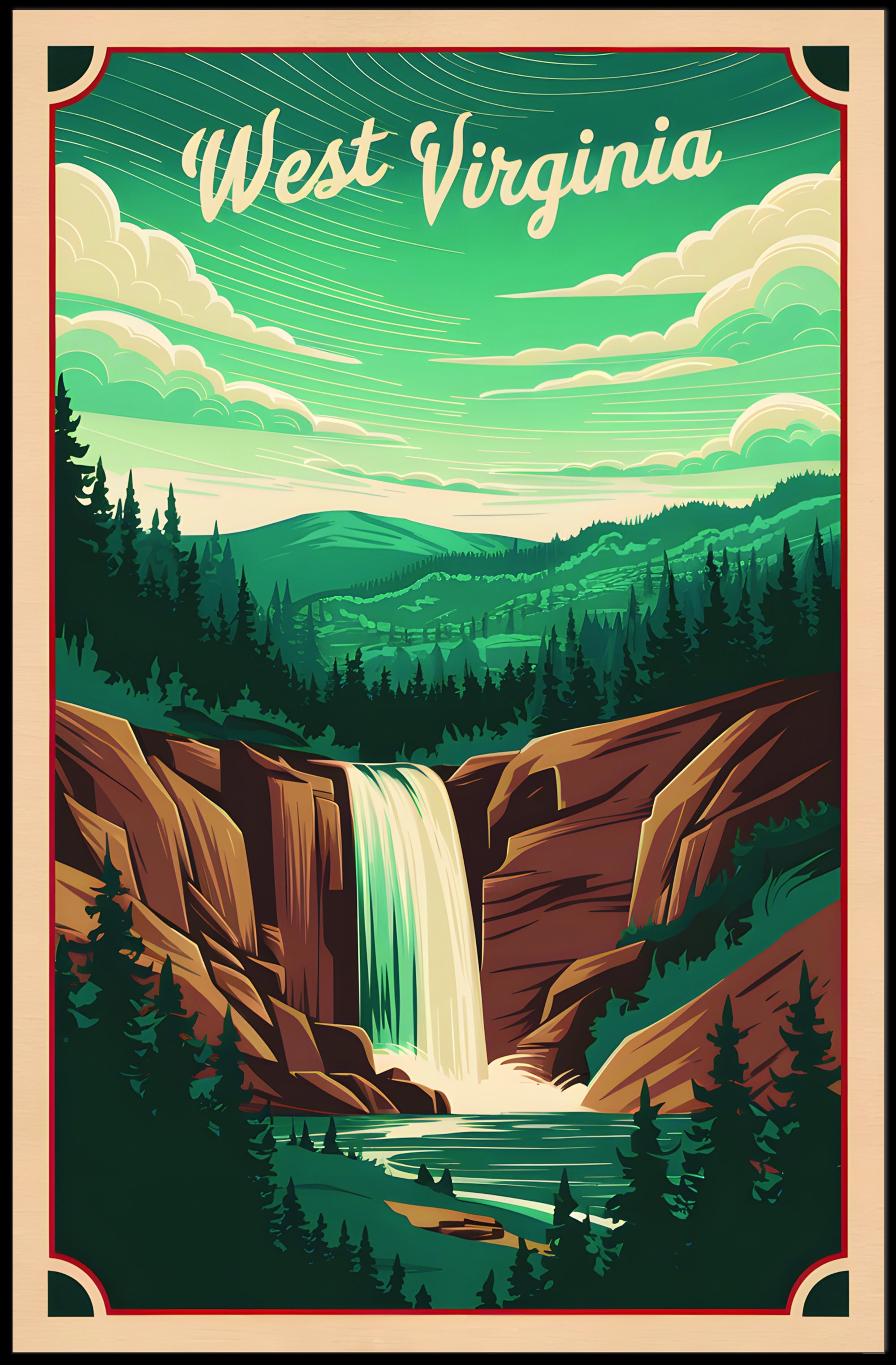 West Virginia Waterfall Poster