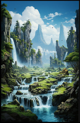 Serene Waterfall Landscape Poster
