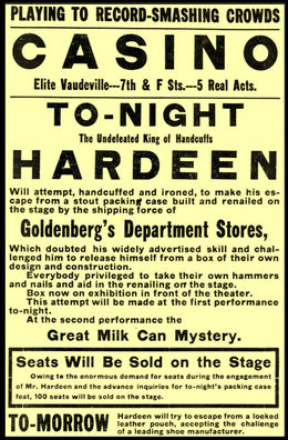 Vaudeville Escape Artist Hardeen Early 20th-Century Heritage Poster