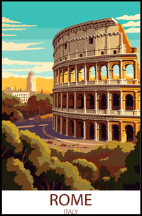 Colosseum by Day: Modern Rome Travel Poster