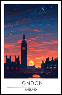 London Sunset Cityscape Illustration - Urban or Cityscape Poster