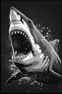 Ferocious Shark Illustration Poster