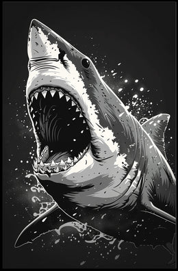 Ferocious Shark Illustration Poster