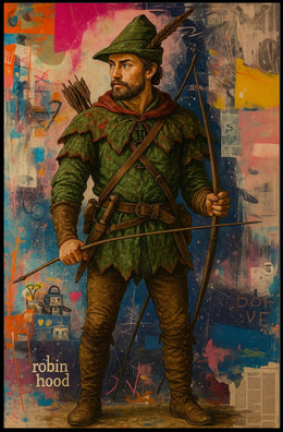 Robin Hood Meets Abstract Urban Pop Culture Poster