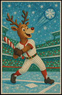 Reindeer Baseball Star Poster