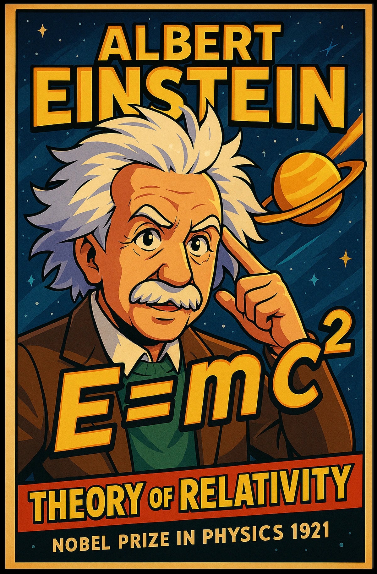 Einstein Nobel Prize Vintage Iconic Science Portrait Poster