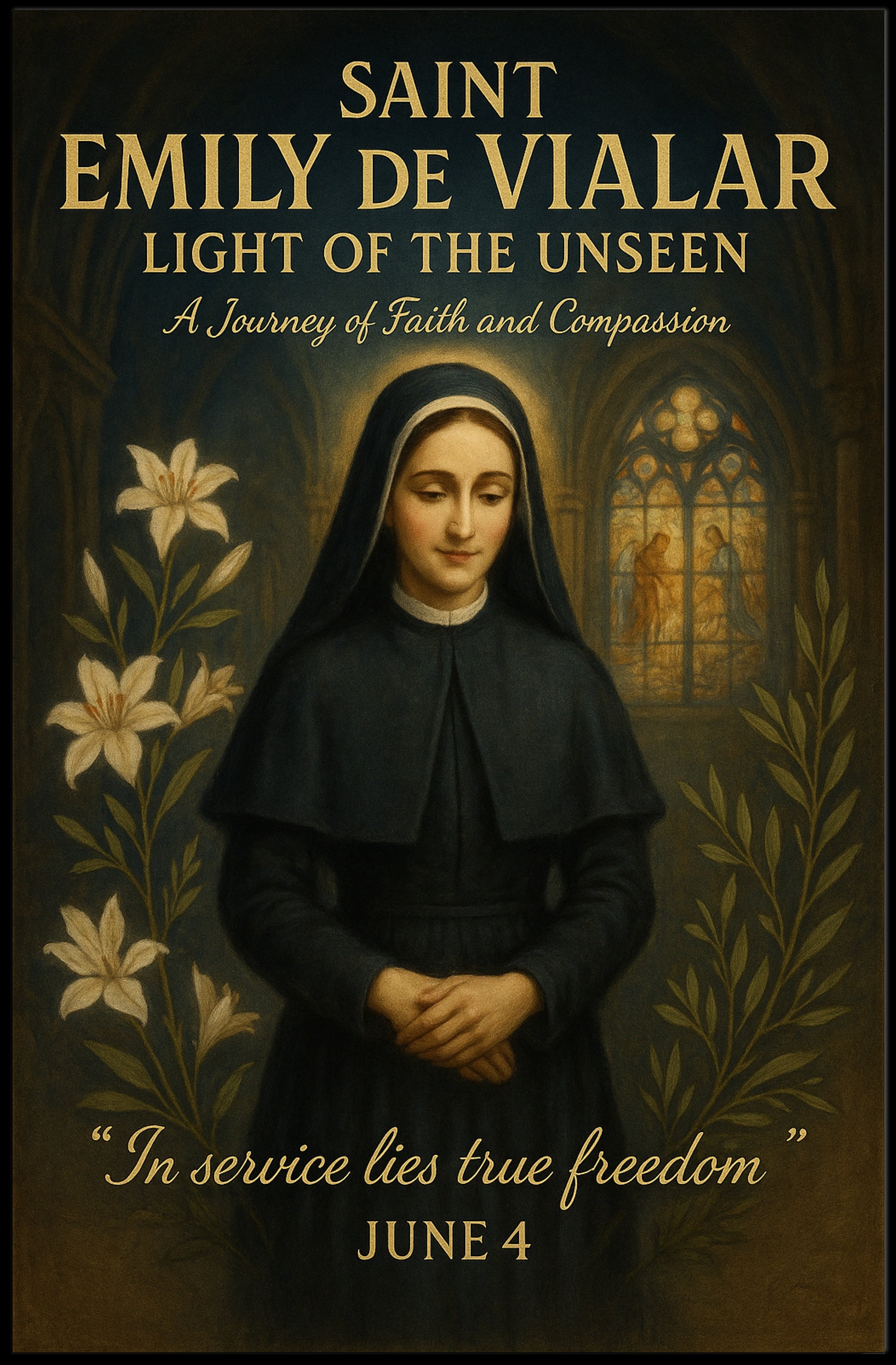 Saint Emily de Vialar Vintage Religious Artwork Poster