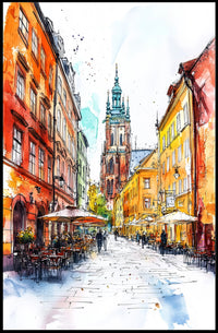 Poland Krakow Old Town and St Marys Basilica Poster
