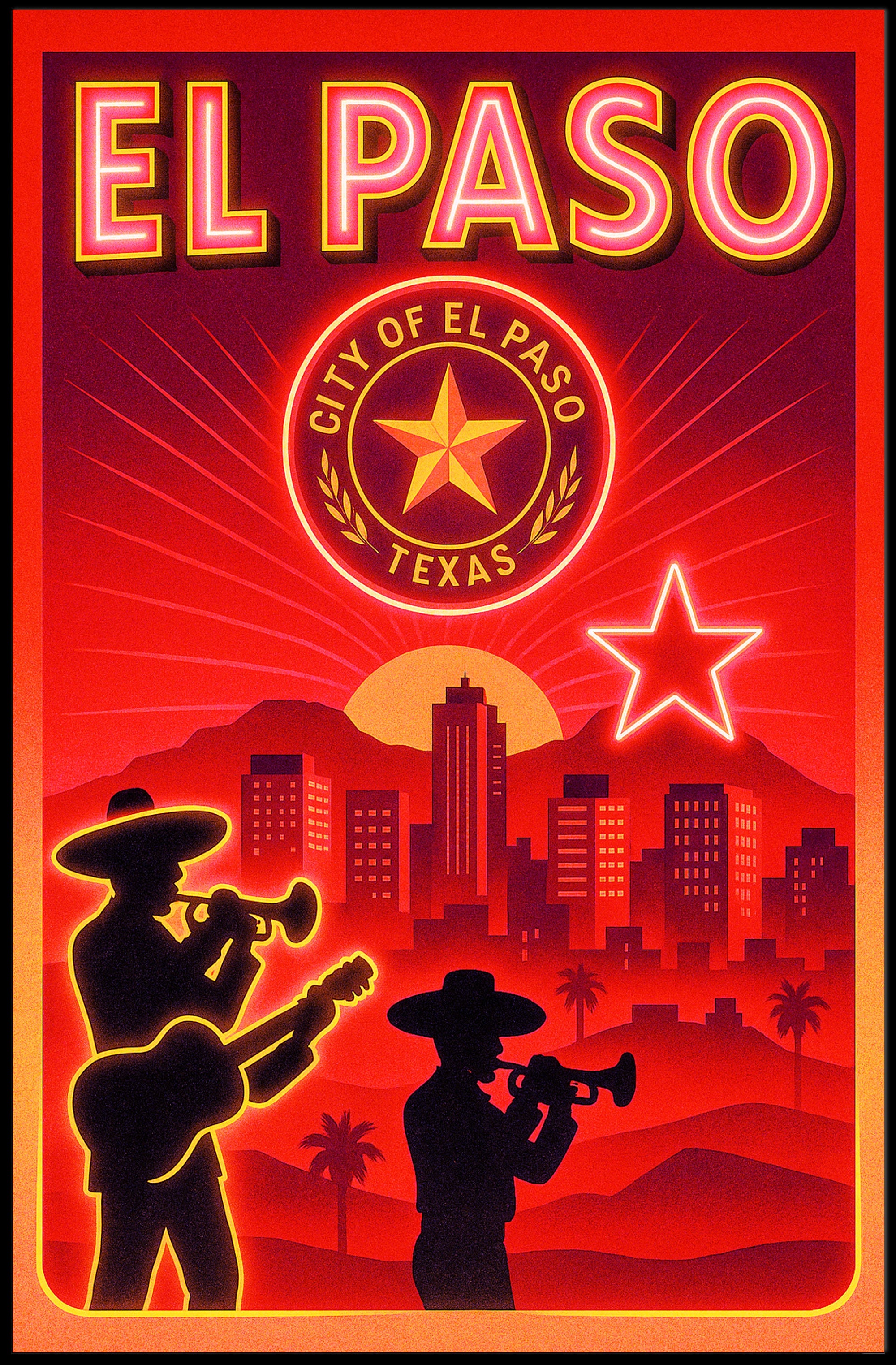 El Paso Cityscape Poster PosterGoat