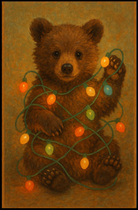 Festive Bear With Lights Poster