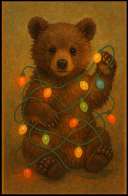 Festive Bear With Lights Poster
