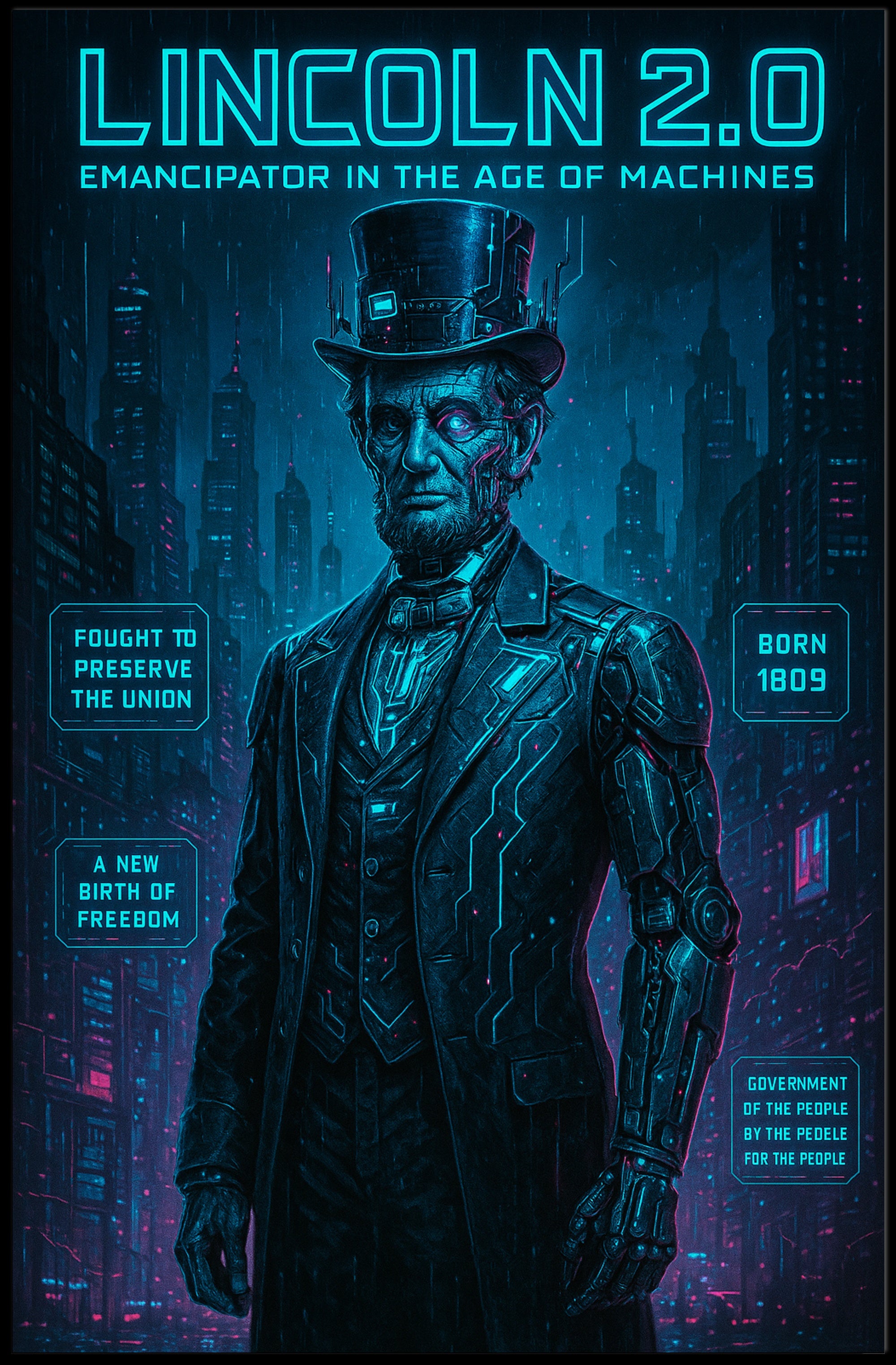 Lincoln 2.0 Emancipator in the Age of Machines Poster PosterGoat