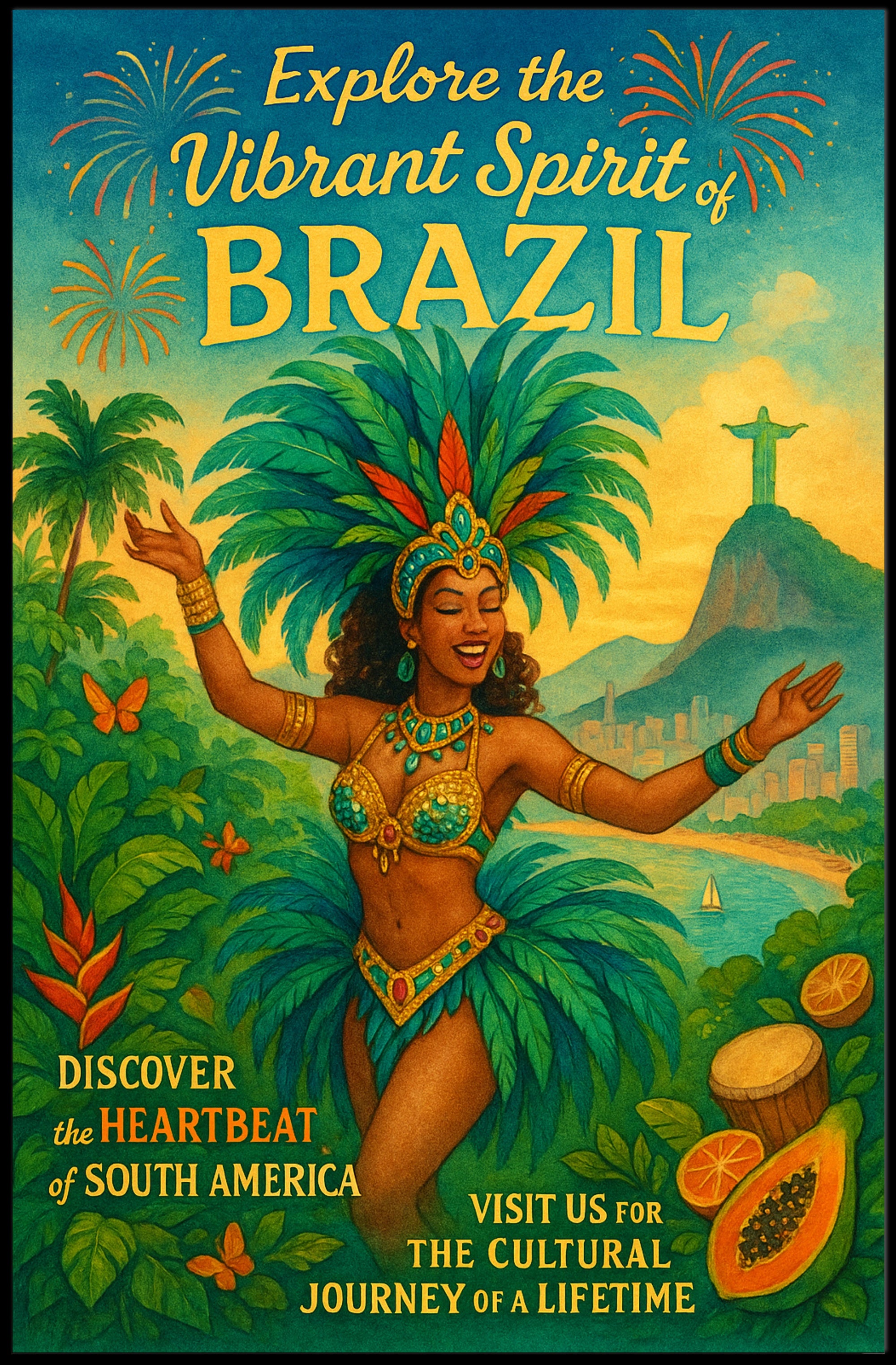 Explore The Vibrant Spirit Of Brazil Poster