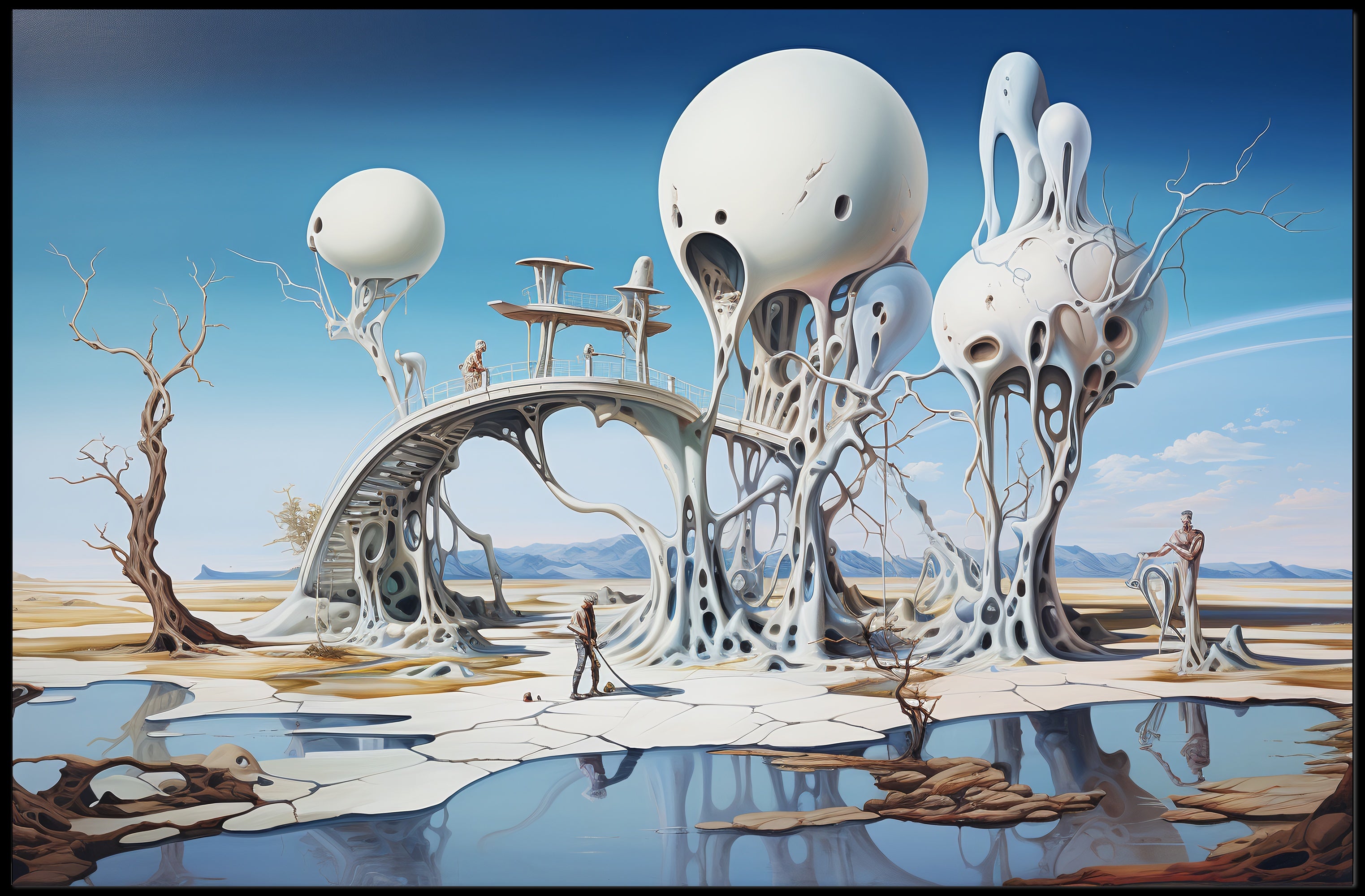 Surreal Structures on Stilts in Sci-Fi Poster